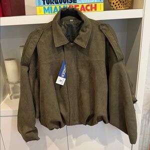 Ranger Olive Suede Bomber Jacket